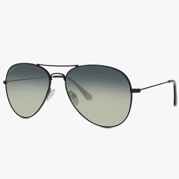 NWT DIFF Cruz Aviator Sunglasses - Black/Gray - Picture 1 of 11